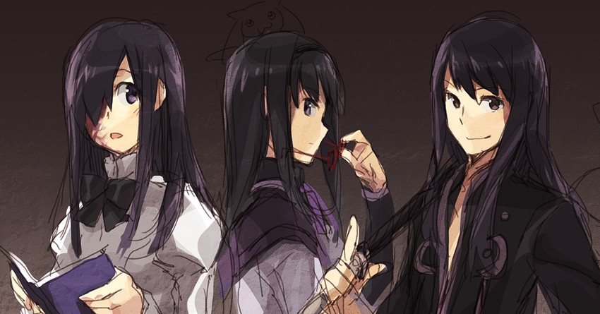 akemi homura, kyubey, yuri lowell, and ikezawa hanako (mahou shoujo madoka magica and 3 more) drawn by weee_(raemz)