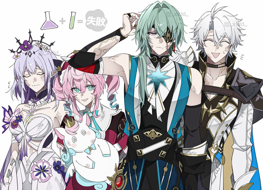 castorice, phainon, anaxa, hyacine, and little ica (honkai and 1 more) drawn by oo_1y