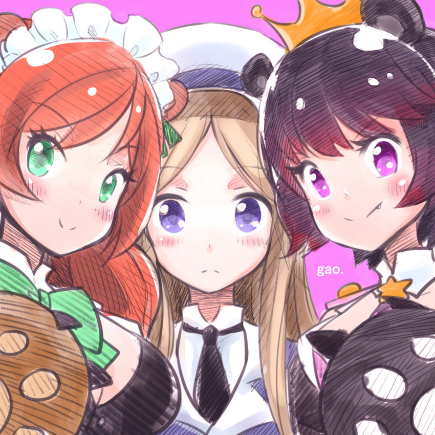 yurishiro ginko, yurigasaki lulu, and tsubaki kureha (yuri kuma arashi) drawn by sitouanang