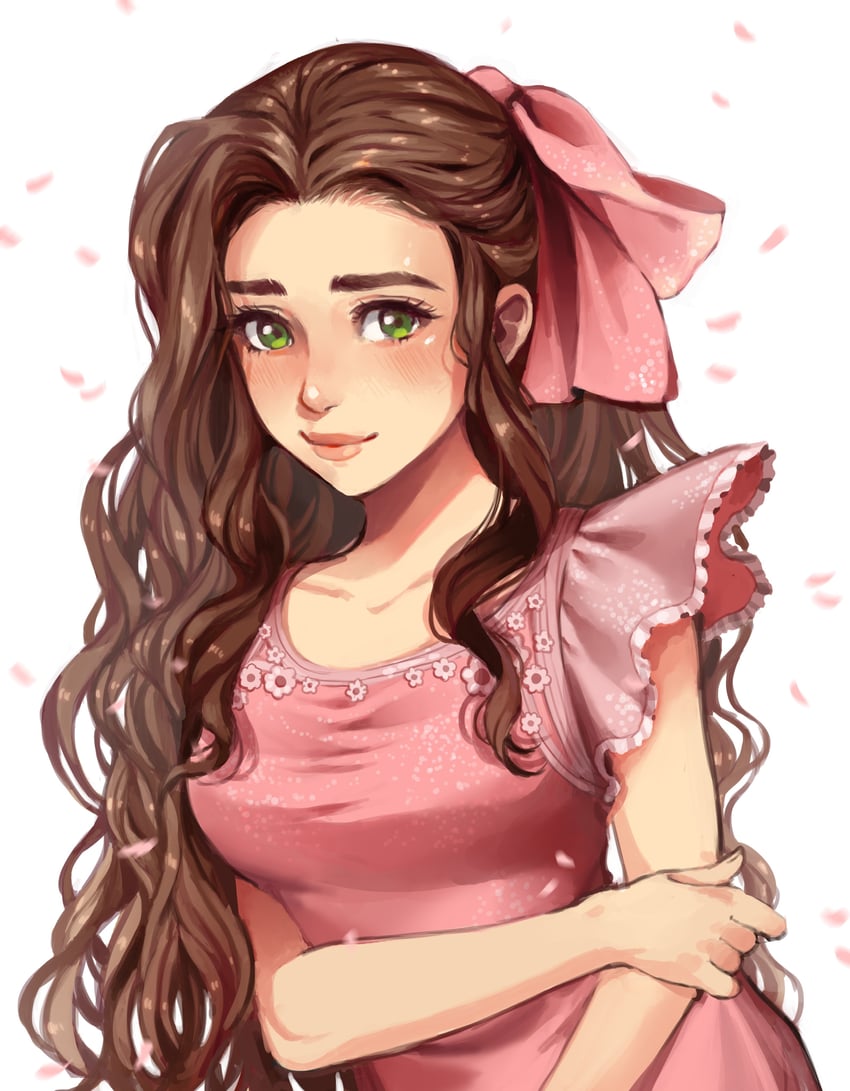 aerith gainsborough (final fantasy and 2 more) drawn by syertse