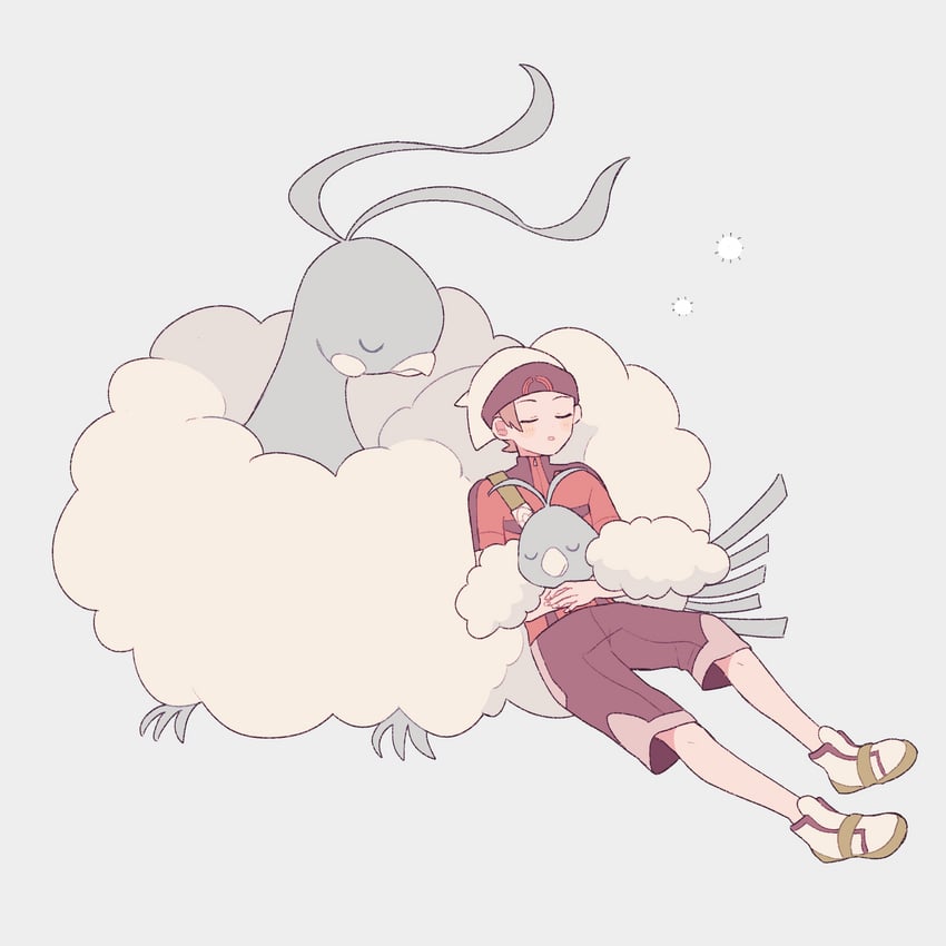brendan, altaria, and swablu (pokemon and 1 more) drawn by ririco_(gnsn)
