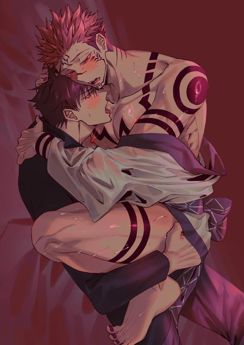 fushiguro megumi and ryoumen sukuna (jujutsu kaisen) drawn by azukiharuta_ju
