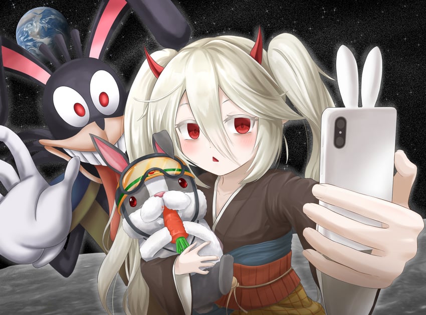 ghost ogre & snow rabbit, rescue rabbit, and dark rabbit (yu-gi-oh!) drawn by wislley
