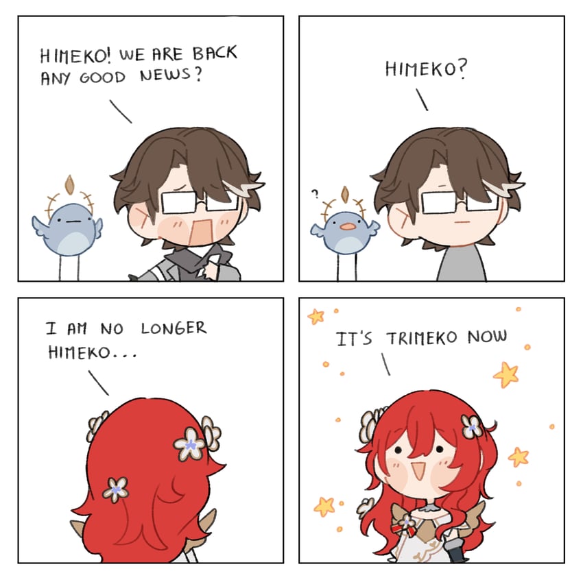 sunday, himeko, tribbie, and welt yang (honkai and 1 more) drawn by nya_deko