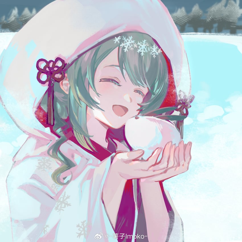 hatsune miku and yuki miku (vocaloid) drawn by imoko_(imonatsuki)