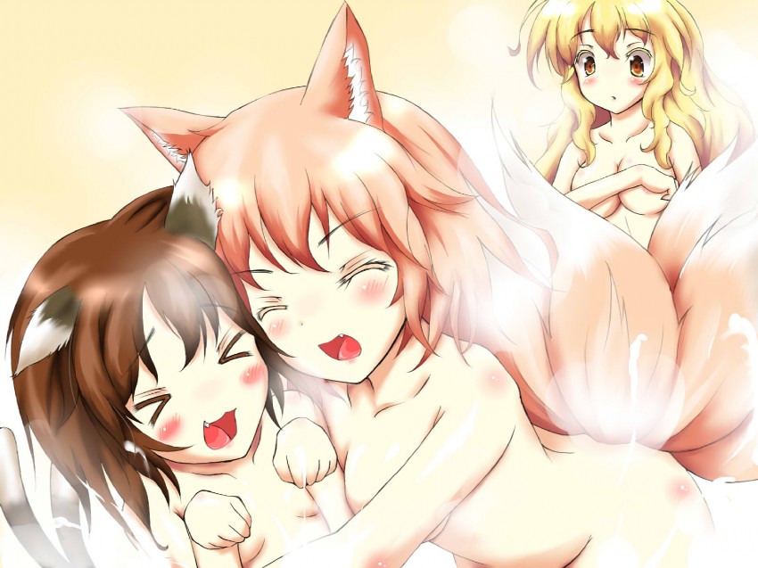 yakumo yukari, yakumo ran, and chen (touhou) drawn by mikage_kirino