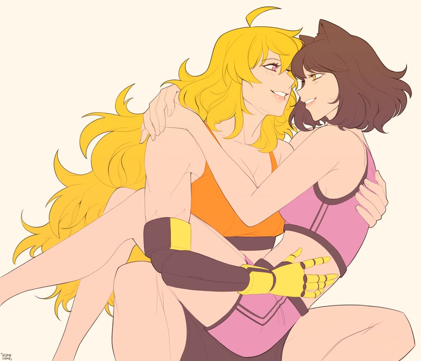 yang xiao long and blake belladonna (rwby) drawn by yellow_nicky