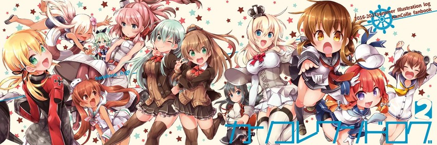inazuma, suzuya, yukikaze, asashio, prinz eugen, and 11 more (kantai collection) drawn by n:go