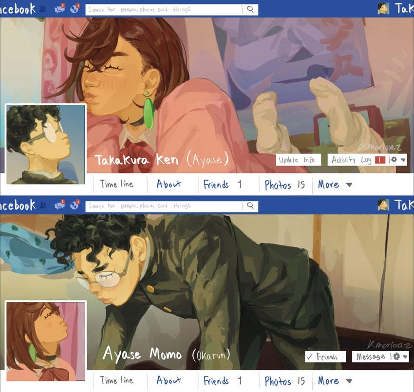 ayase momo and takakura ken (dandadan and 1 more) drawn by kmoriorz