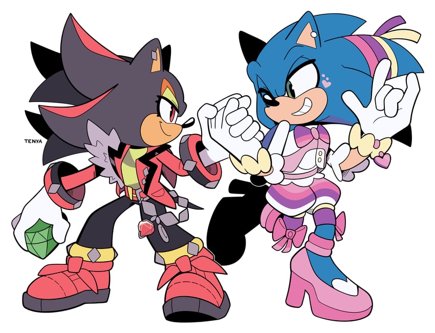 pikachu, sonic the hedgehog, shadow the hedgehog, cosplay pikachu, pikachu pop star, and 1 more (pokemon and 2 more) drawn by tenya_(lovelyntenya)