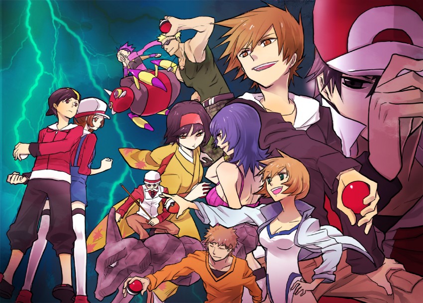 red, misty, ethan, blue oak, lyra, and 8 more (pokemon and 1 more) drawn by kuronomine