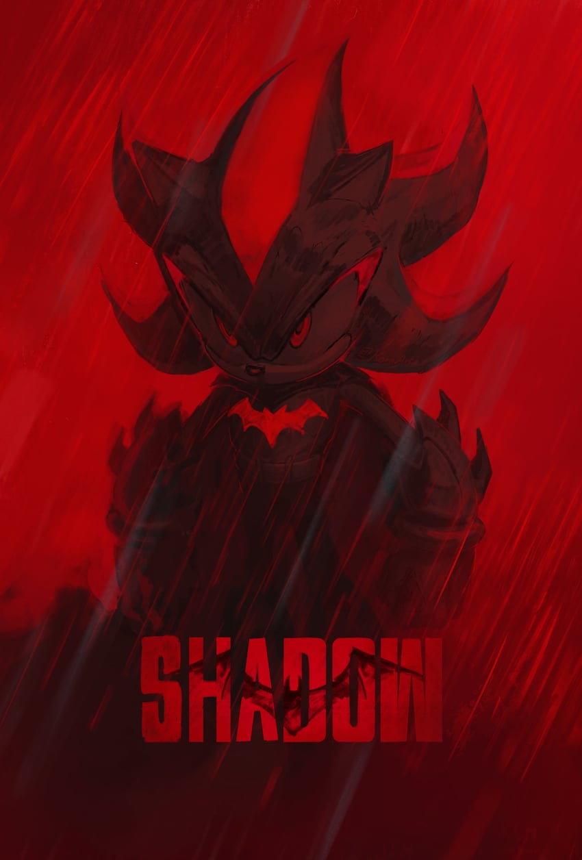 shadow the hedgehog and batman (sonic and 3 more) drawn by kornart