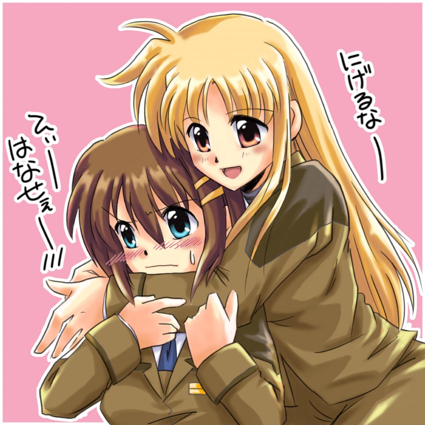 fate testarossa and yagami hayate (lyrical nanoha and 1 more) drawn by san-pon
