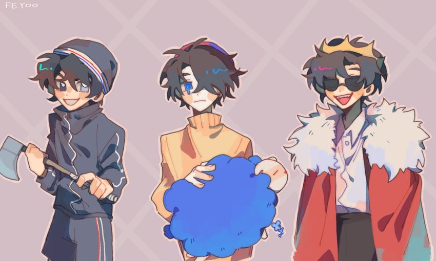 quackity, wilbur soot, eret, ghostbur, and friend the sheep (minecraft youtube and 1 more) drawn by feyoo14