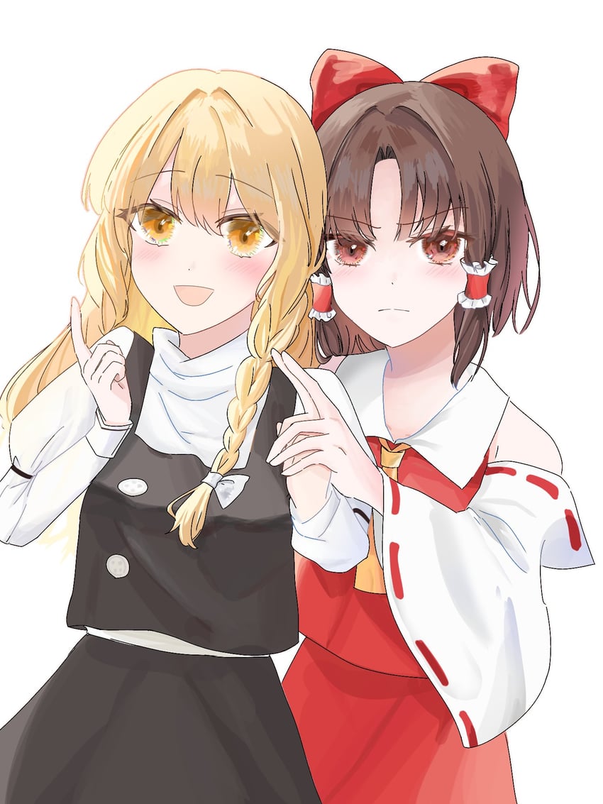 hakurei reimu and kirisame marisa (touhou) drawn by remu_tama