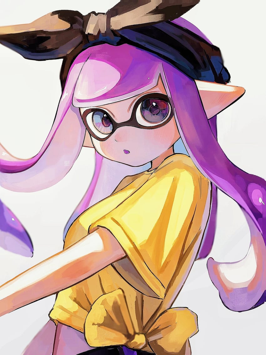 inkling player character and inkling girl (splatoon) drawn by kodak_painter