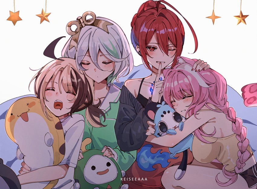 raora panthera, gigi murin, cecilia immergreen, elizabeth rose bloodflame, chattino, and 2 more (hololive and 1 more) drawn by keisea