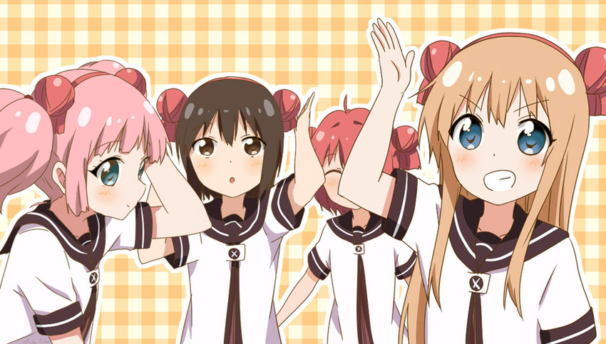 toshinou kyouko, akaza akari, funami yui, and yoshikawa chinatsu (yuruyuri) drawn by ren_kon