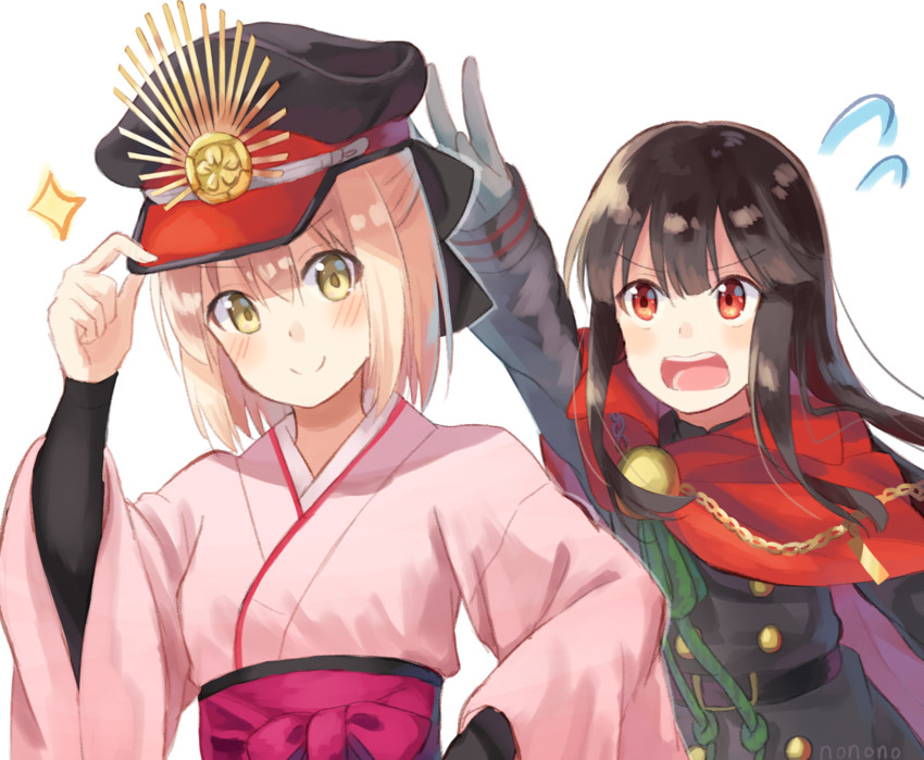 okita souji and oda nobunaga (fate and 1 more) drawn by nonono_(nononotea)