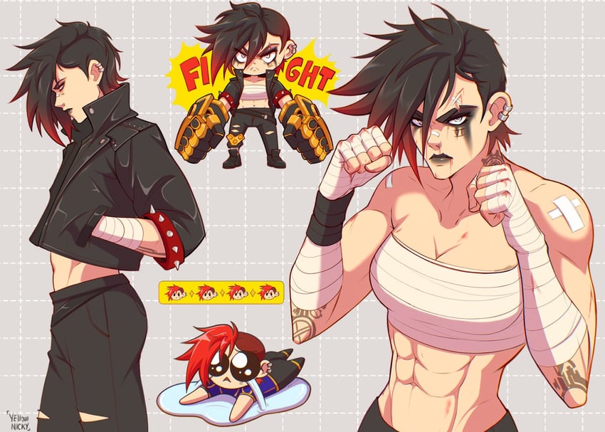 vi, arcane vi, and arcane brawler vi (league of legends and 1 more) drawn by yellow_nicky
