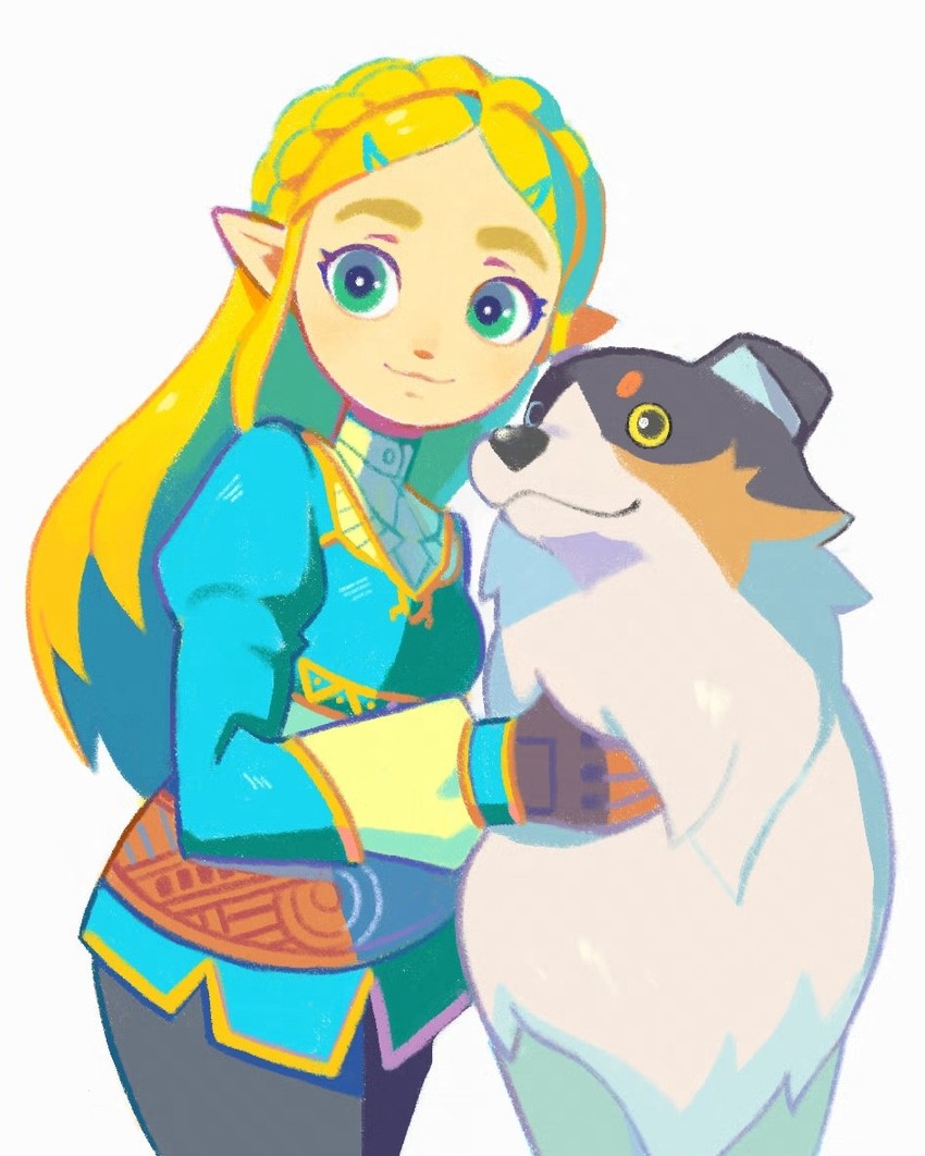princess zelda and hylian retriever (the legend of zelda and 1 more) drawn by denaseey