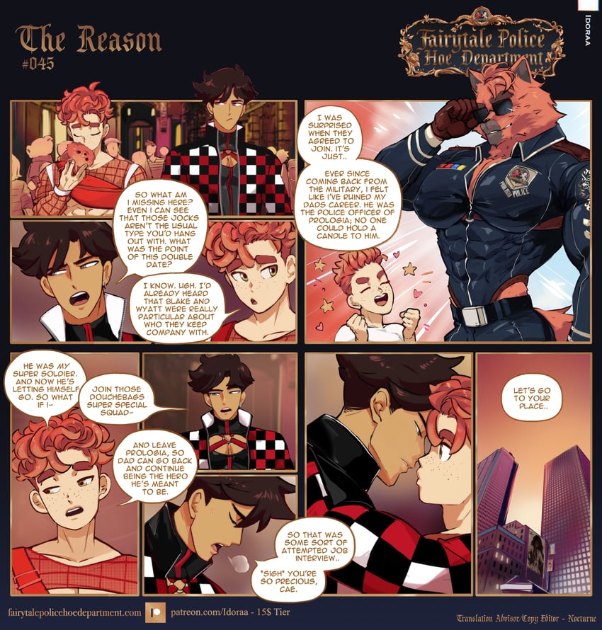 emanuel van redfor, red riding hood, and big bad wolf (fairytale police hoe department) drawn by idoraad