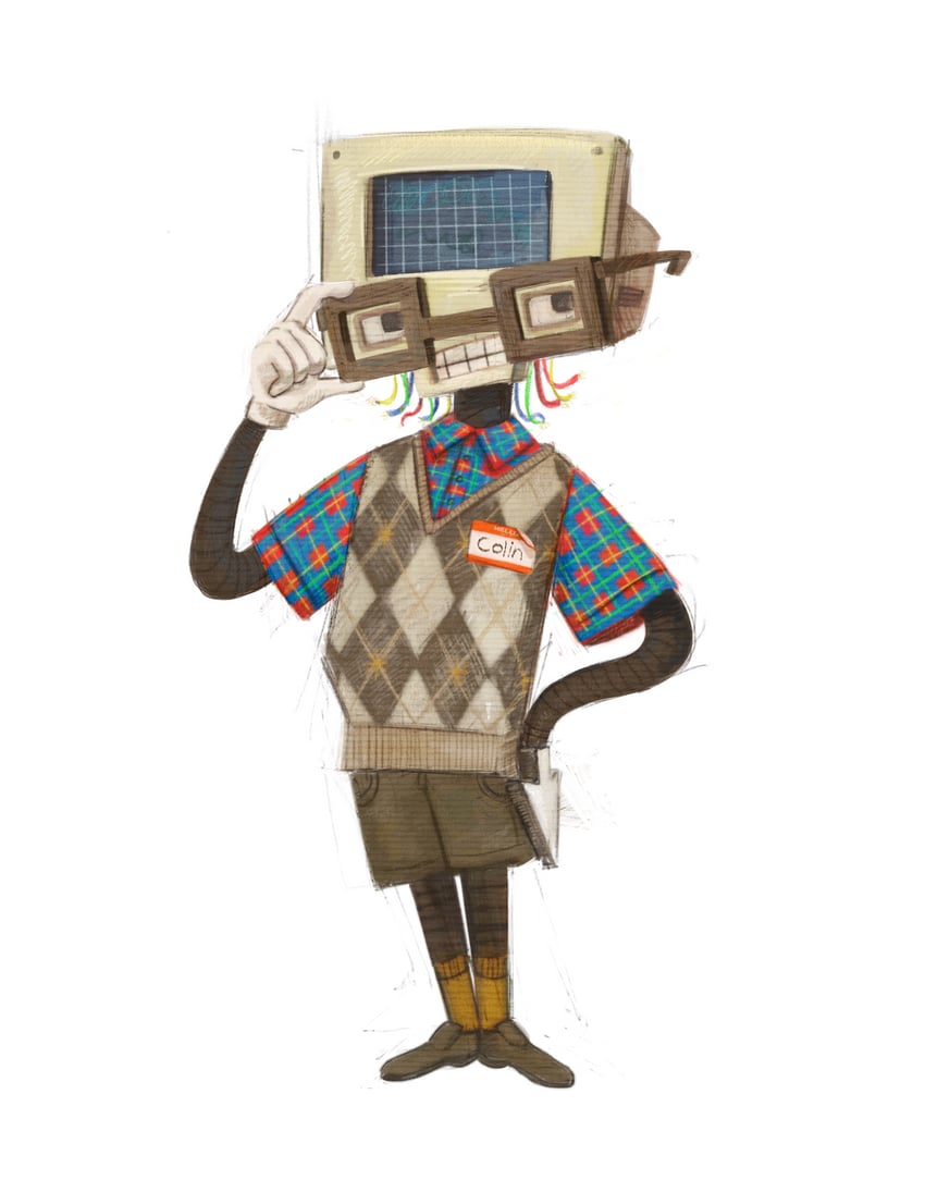 colin the computer (don't hug me i'm scared) drawn by sharkker-dude