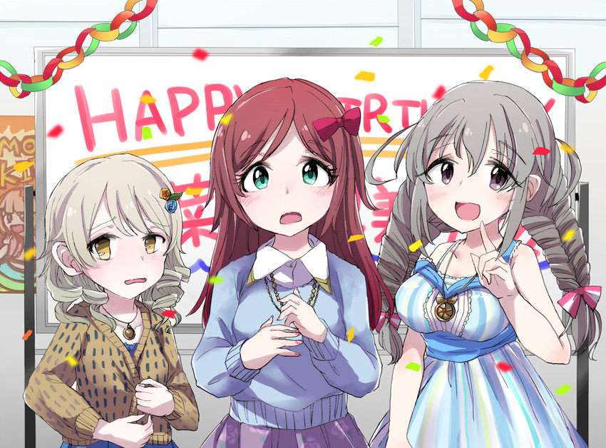 morikubo nono, sakakibara satomi, and imura setsuna (idolmaster and 1 more) drawn by rapa_(heisei_strawberry)