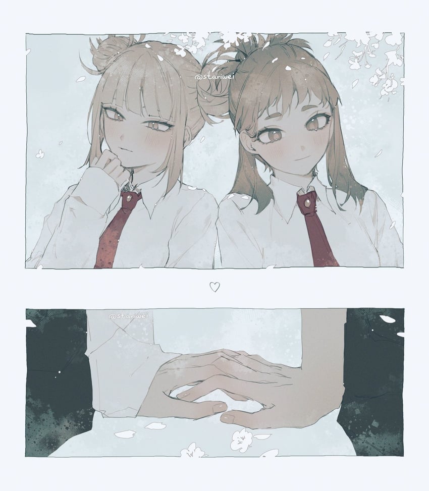 uraraka ochaco and toga himiko (boku no hero academia) drawn by stariwei