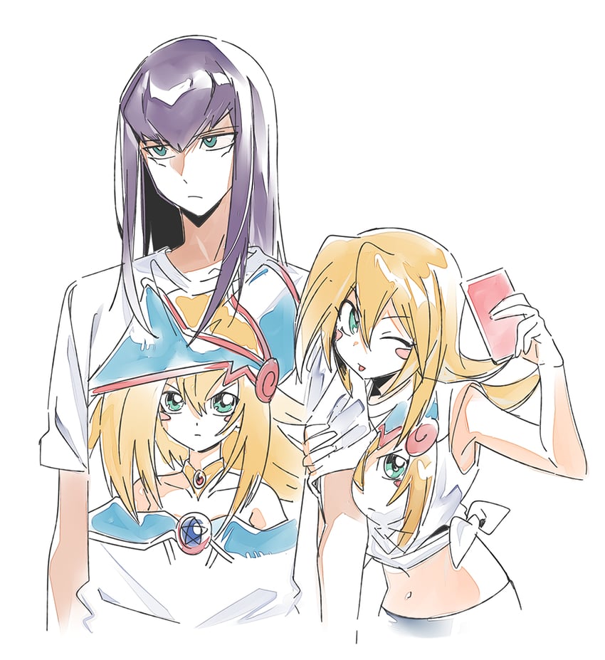 dark magician girl and dark magician (yu-gi-oh!) drawn by 3_ma_me