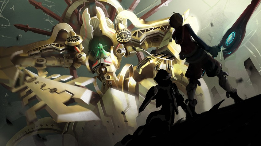 shulk, fiora, mecha-fiora, and yaldabaoth (xenoblade chronicles and 1 more) drawn by brew.art