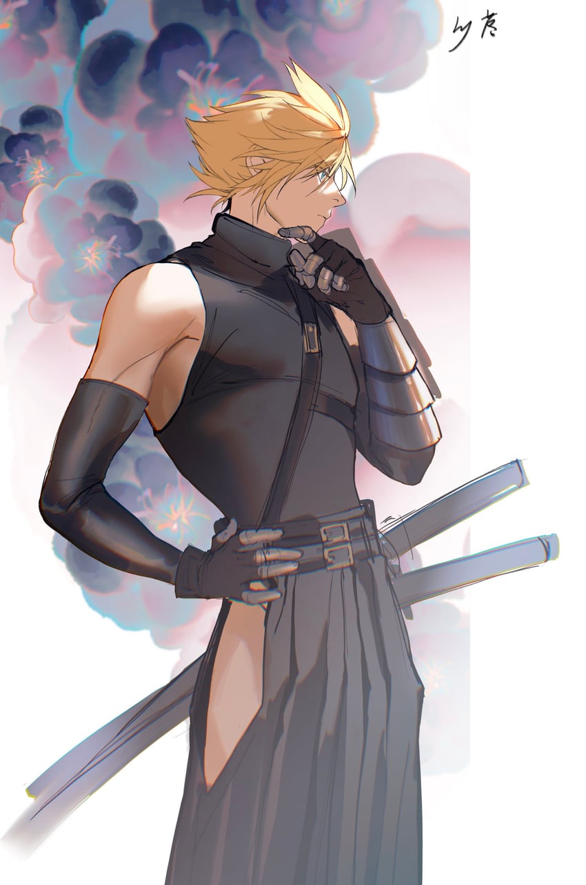 cloud strife (final fantasy and 3 more) drawn by xianyu314