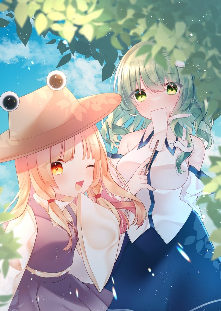 kochiya sanae and moriya suwako (touhou) drawn by cacao_(cacaomgmg)