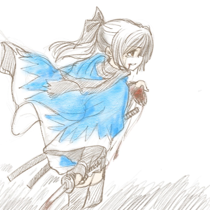 okita souji (original and 2 more) drawn by kageng
