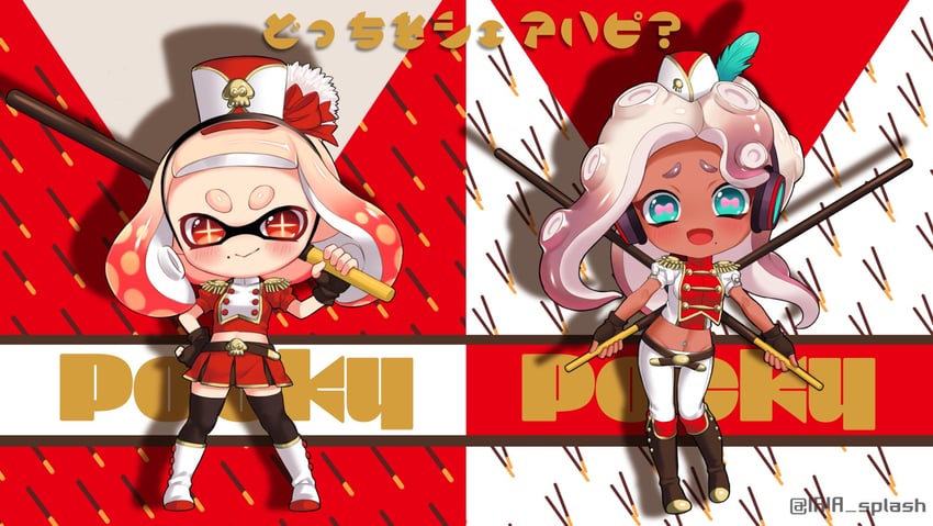 marina and pearl (splatoon and 1 more) drawn by iria_(yumeirokingyo)