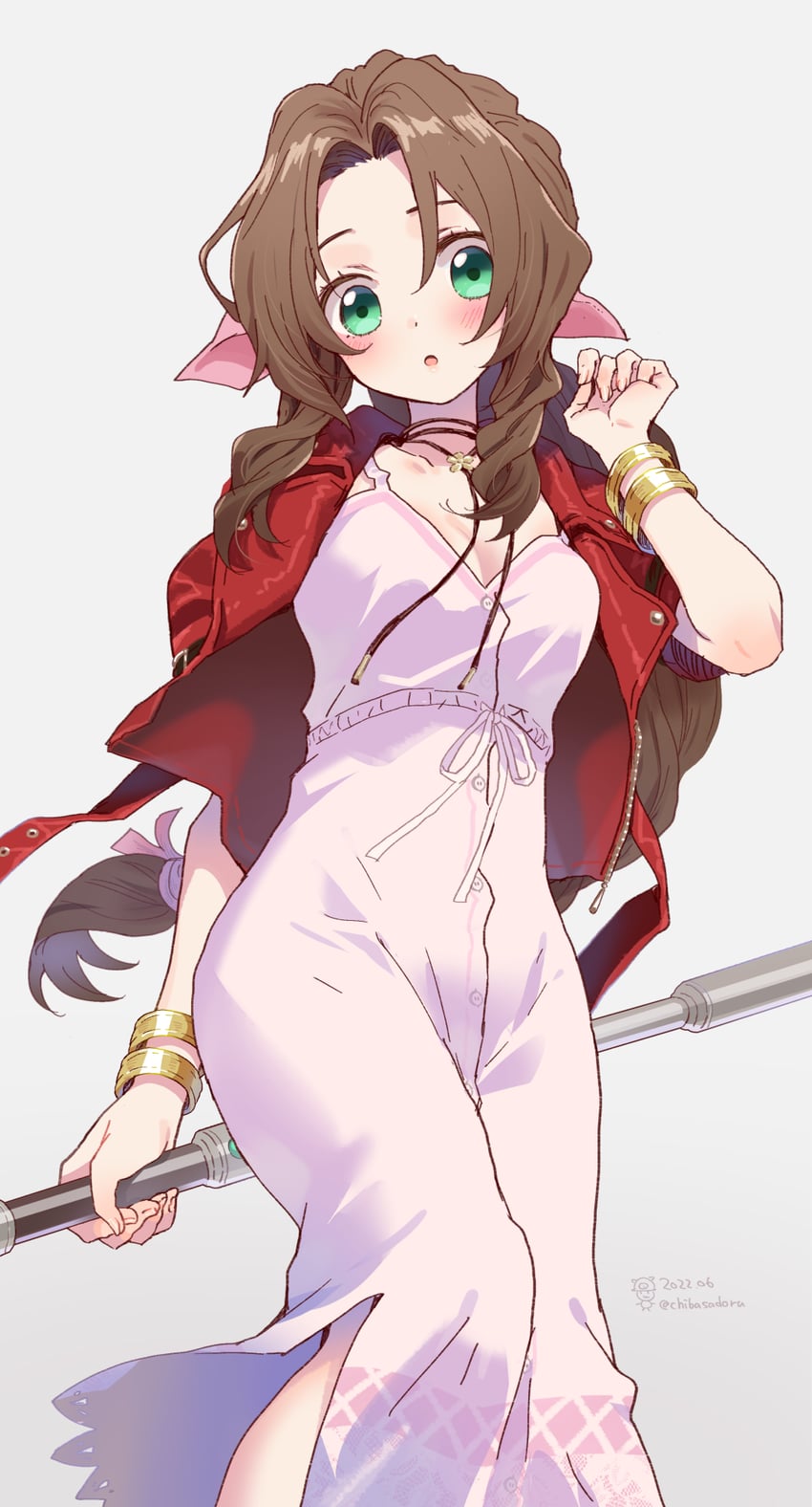 aerith gainsborough (final fantasy and 2 more) drawn by chiba_sadoru