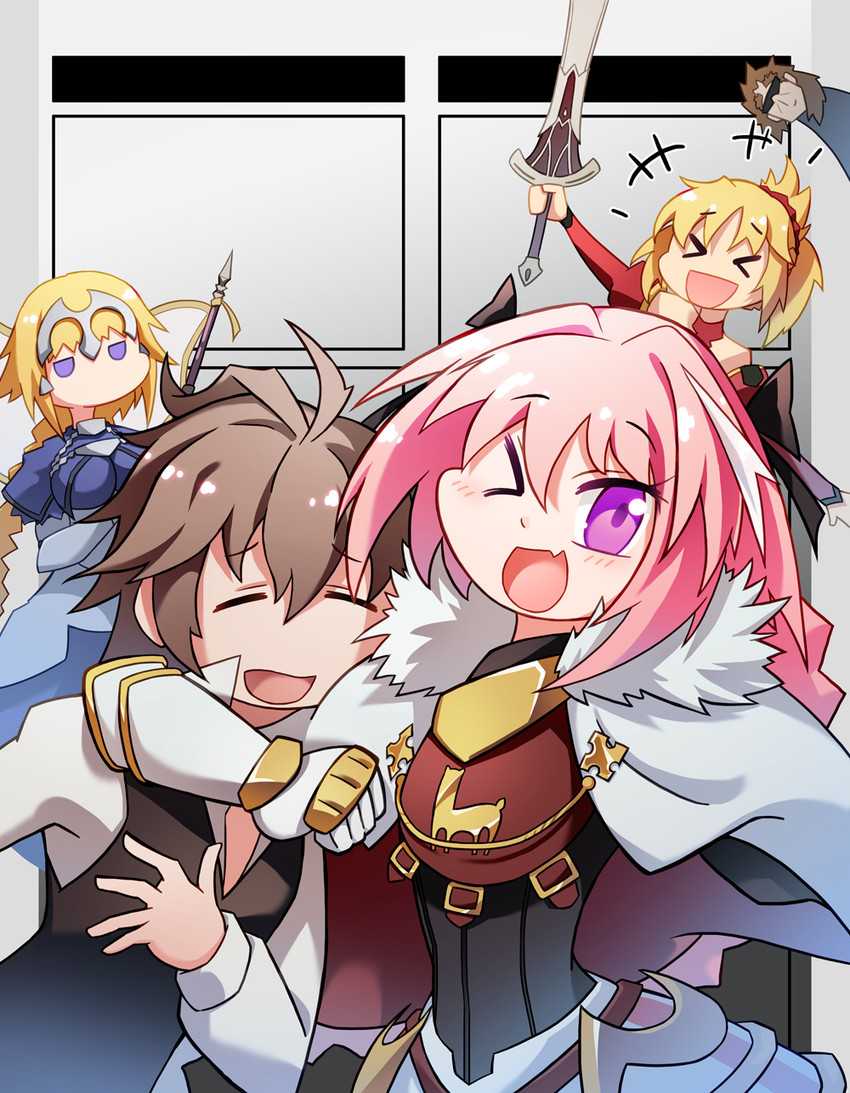 jeanne d'arc, astolfo, mordred, sieg, and shishigou kairi (fate and 1 more) drawn by xin_yu_hua_yin