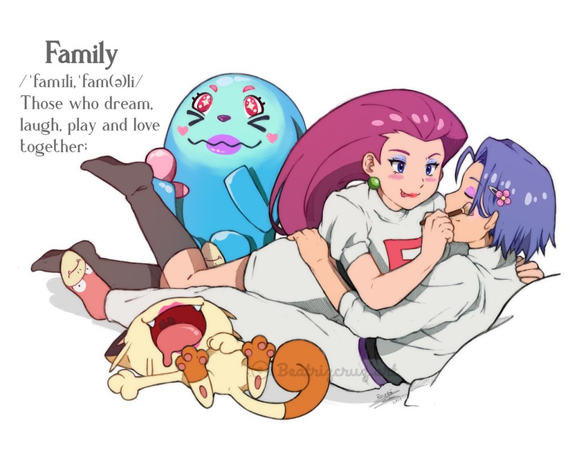 jessie, james, meowth, slowpoke, and wobbuffet (pokemon) drawn by cruz02art