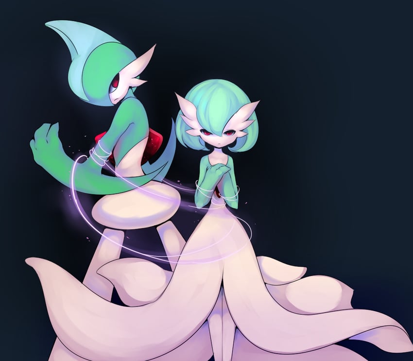 gardevoir and gallade (pokemon) drawn by highvoltage