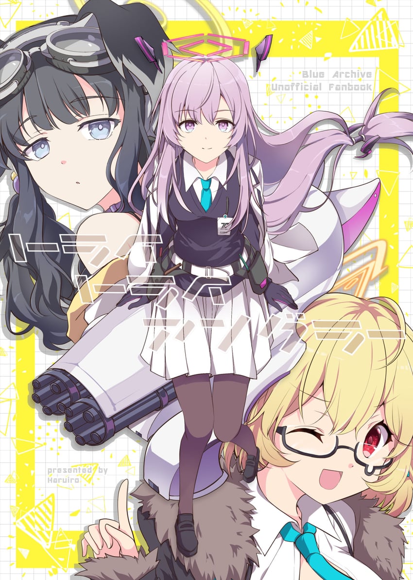 hibiki, kotori, utaha, and thundergun (blue archive) drawn by haruna_hisui