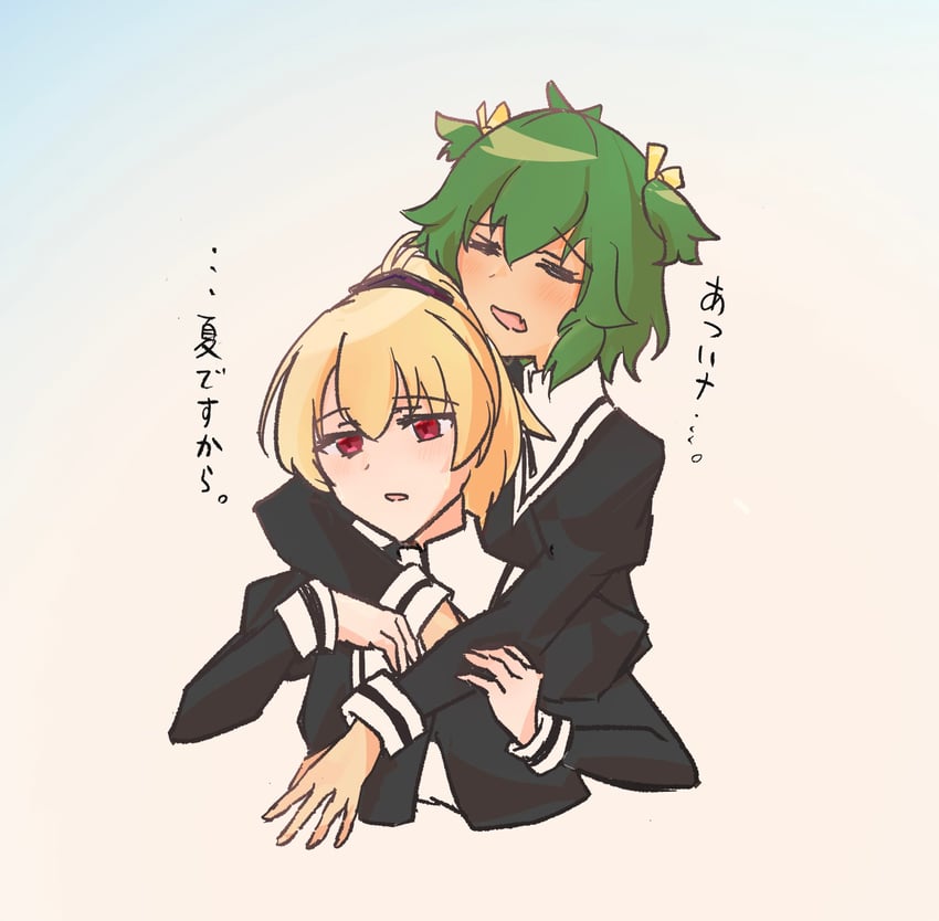 ando tazusa and yoshimura thi mai (assault lily) drawn by marukame_ten
