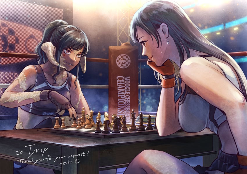 warrior of light and tifa lockhart (final fantasy and 2 more) drawn by toko_(tokkotoritori)