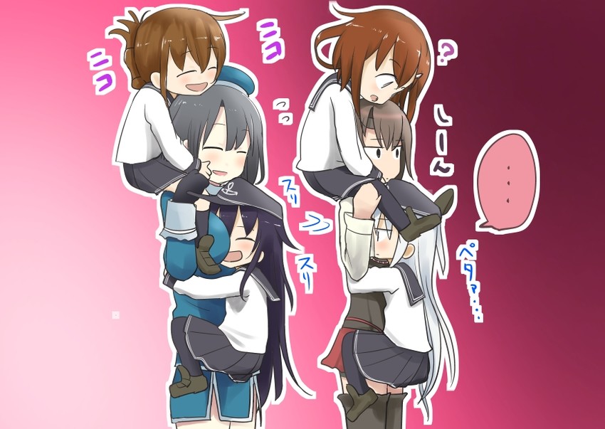 hibiki, inazuma, ikazuchi, akatsuki, takao, and 1 more (kantai collection) drawn by ahenn
