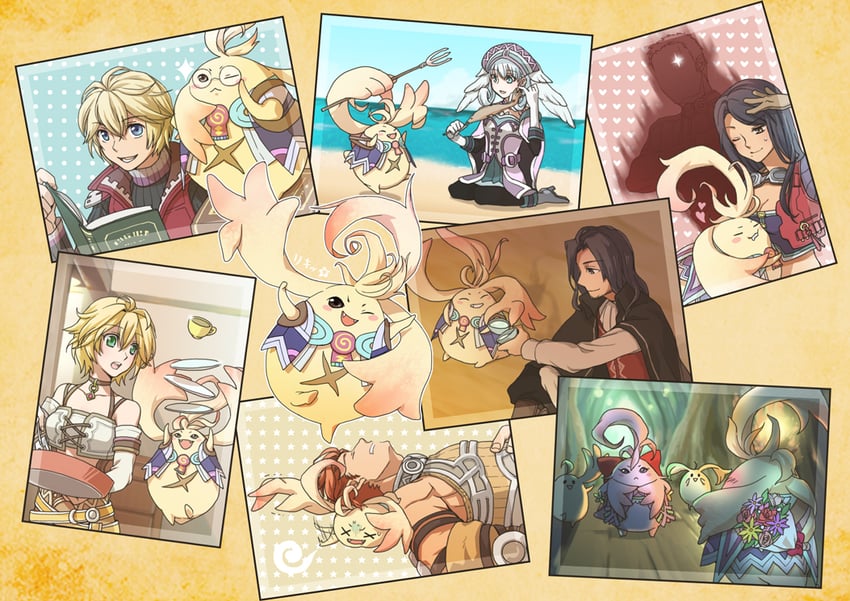 melia antiqua, shulk, fiora, riki, sharla, and 4 more (xenoblade chronicles and 1 more) drawn by kazuichi