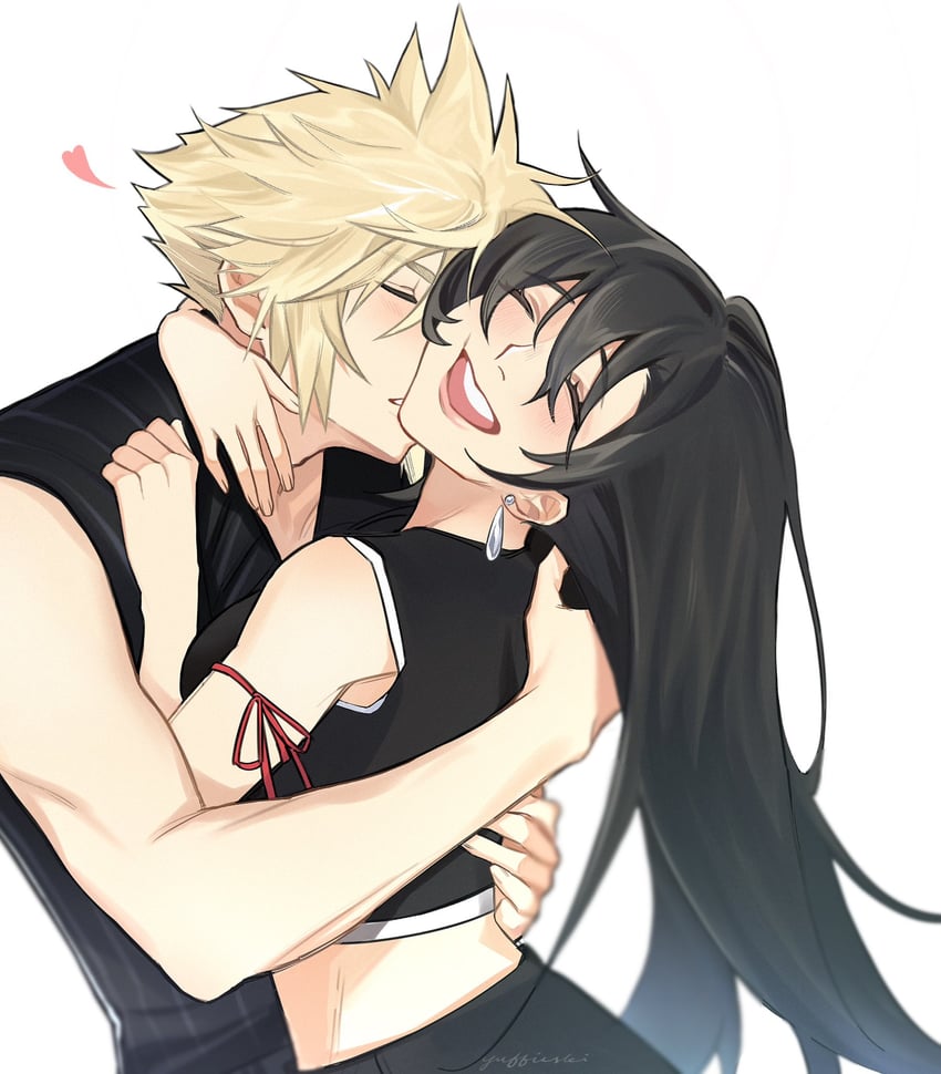 tifa lockhart and cloud strife (final fantasy and 2 more) drawn by yuffieski