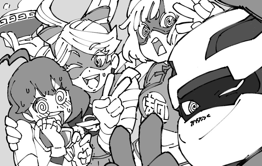 min min, ribbon girl, mechanica, and kid cobra (arms) drawn by uzura3026