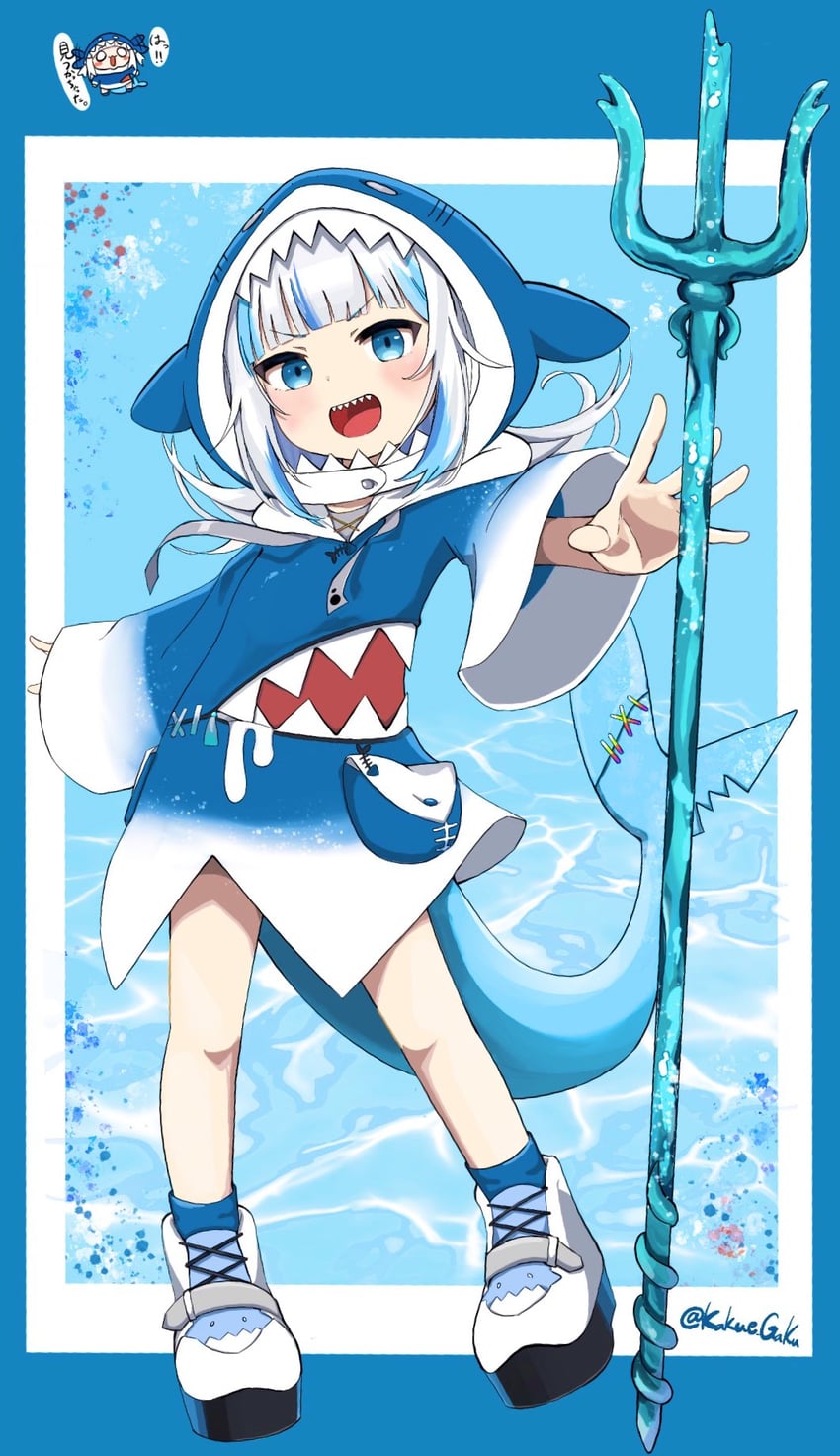 gawr gura (hololive and 1 more) drawn by kakue_gaku