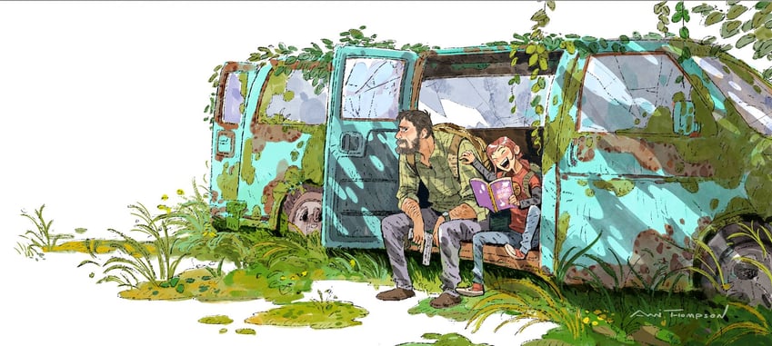 ellie and joel (the last of us) drawn by ami_thompson