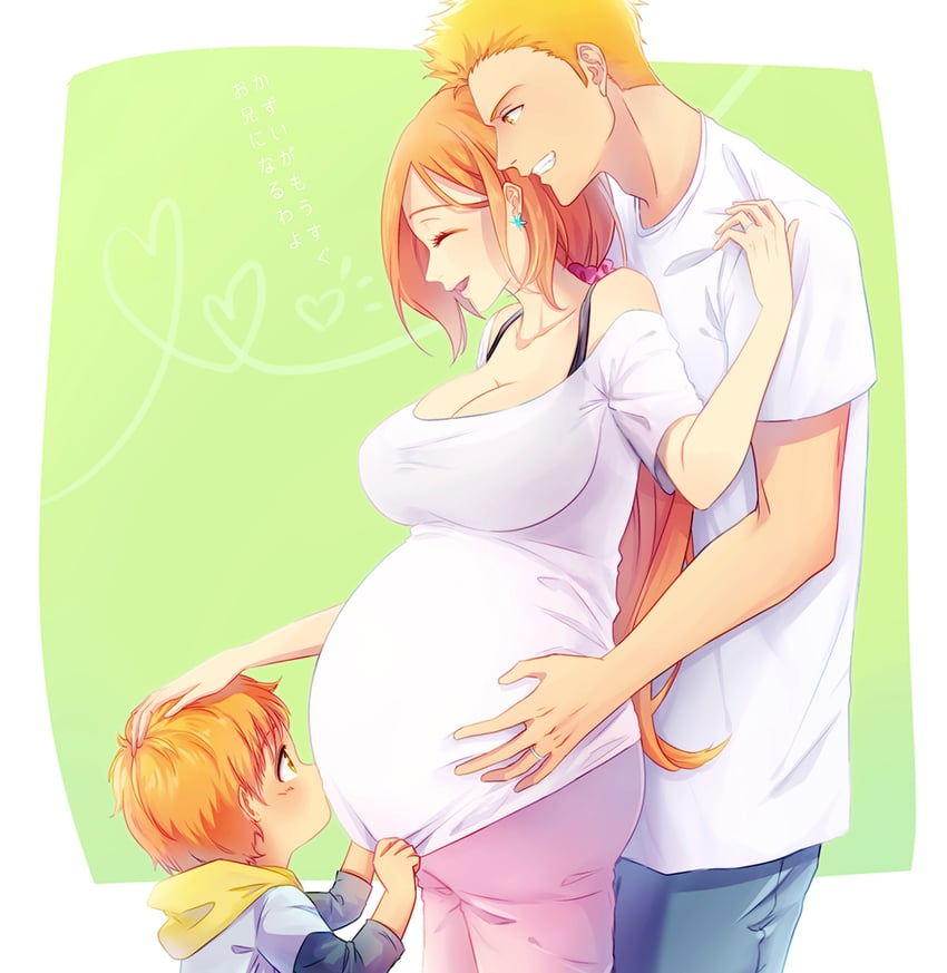 inoue orihime, kurosaki ichigo, and kurosaki kazui (bleach and 1 more) drawn by 57_(lme_piggy117)
