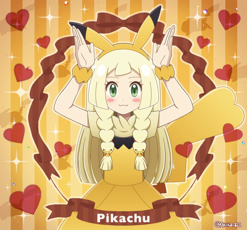 pikachu and lillie (pokemon and 1 more) drawn by akika_821